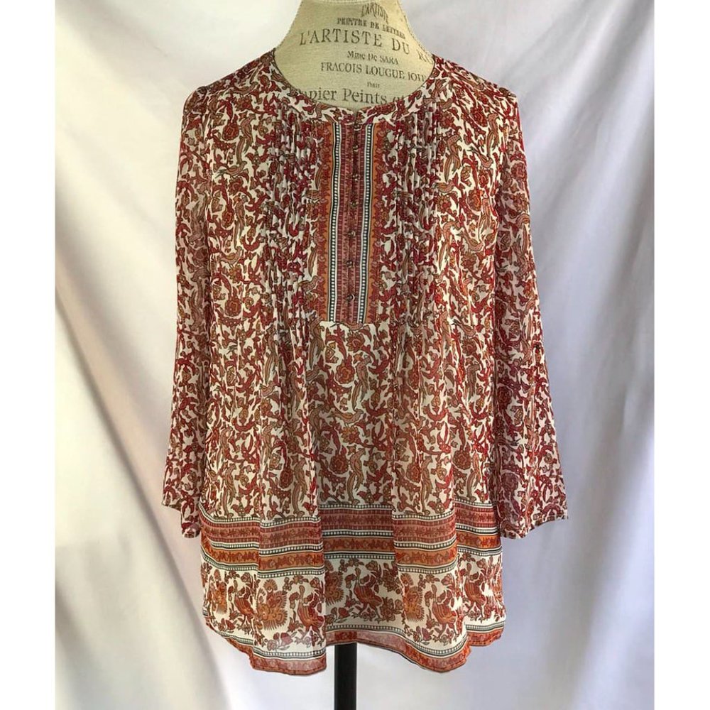 Anthropologie Meadow Rue Floral and Birds Blouse S